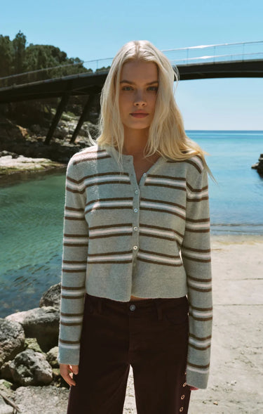 Z Supply Medina Stripe Cardigan - Aqua Cloud