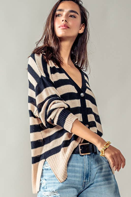 Cozy and Free Striped Cardigan