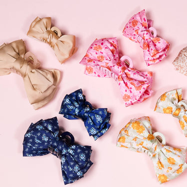 Satin Bow Claw Clip–Blue