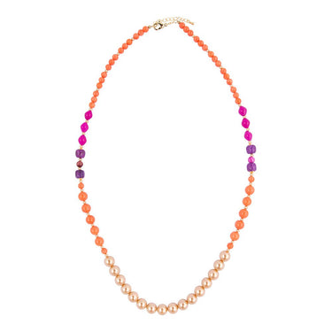 Bordeaux Orange Coral Golden Long Necklace