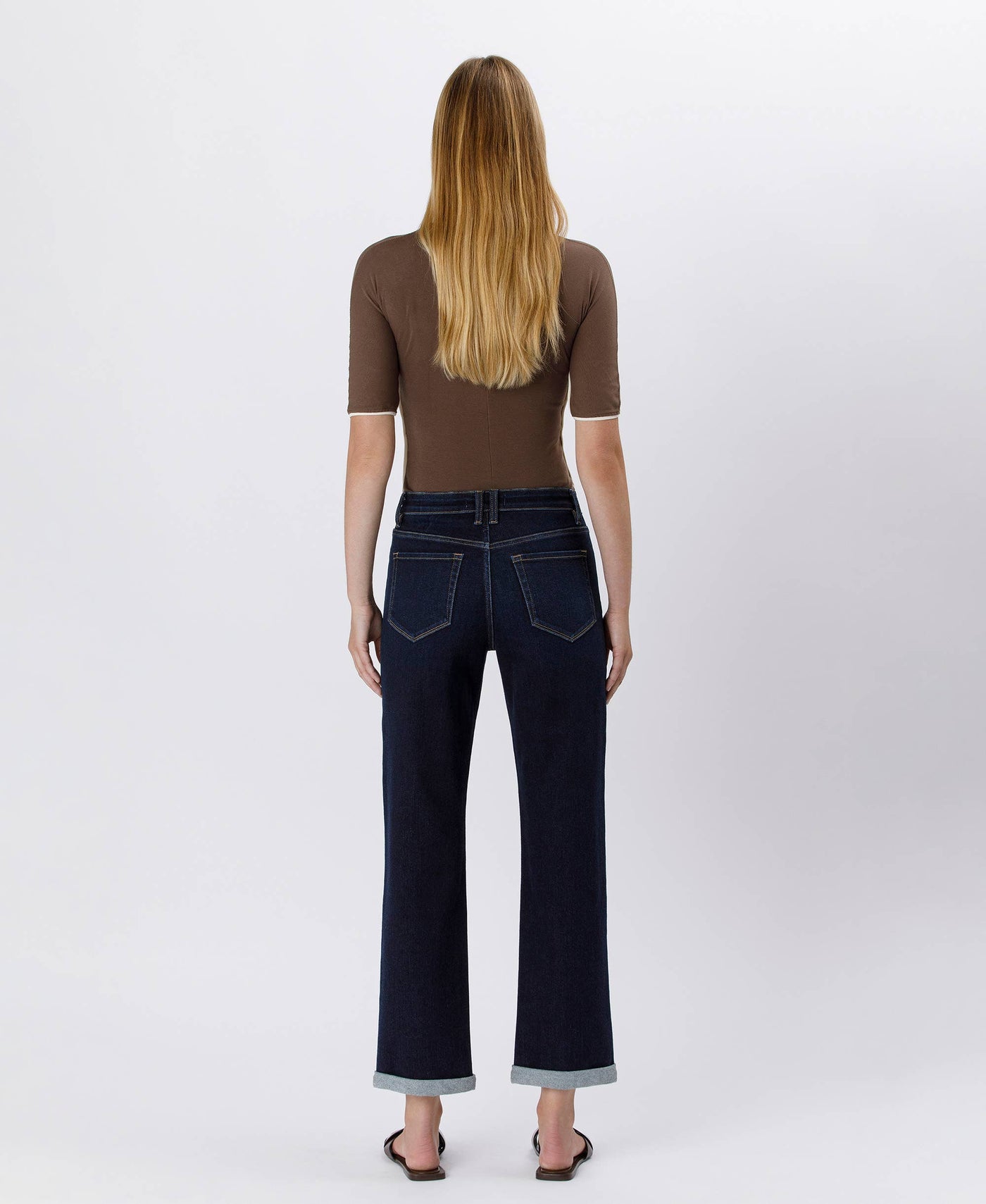 Lola HIGH RISE CUFFED CROP STRAIGHT JEANS