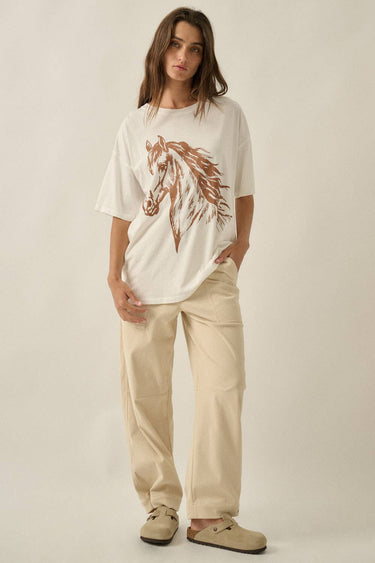 Vintage Horse Garment-Wash Oversize Graphic Tee