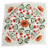 Floral patterned bandana scarf with orange and red flowers on a white background