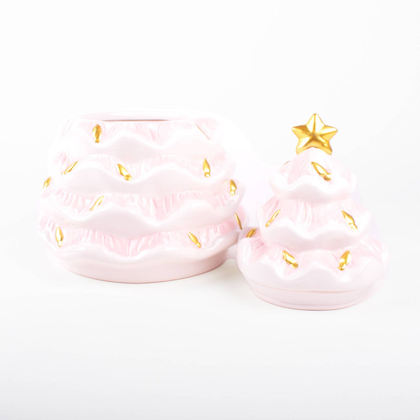 Festive Holiday Pink Tree Cookie Jar