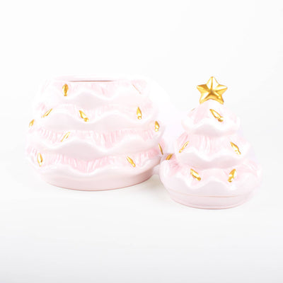 Festive Holiday Pink Tree Cookie Jar