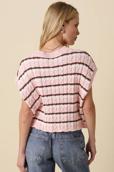 Laci Striped Textured Knit Vest