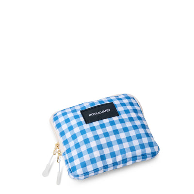 "Shelly" Packable Shopping Bag: Gingham Sky