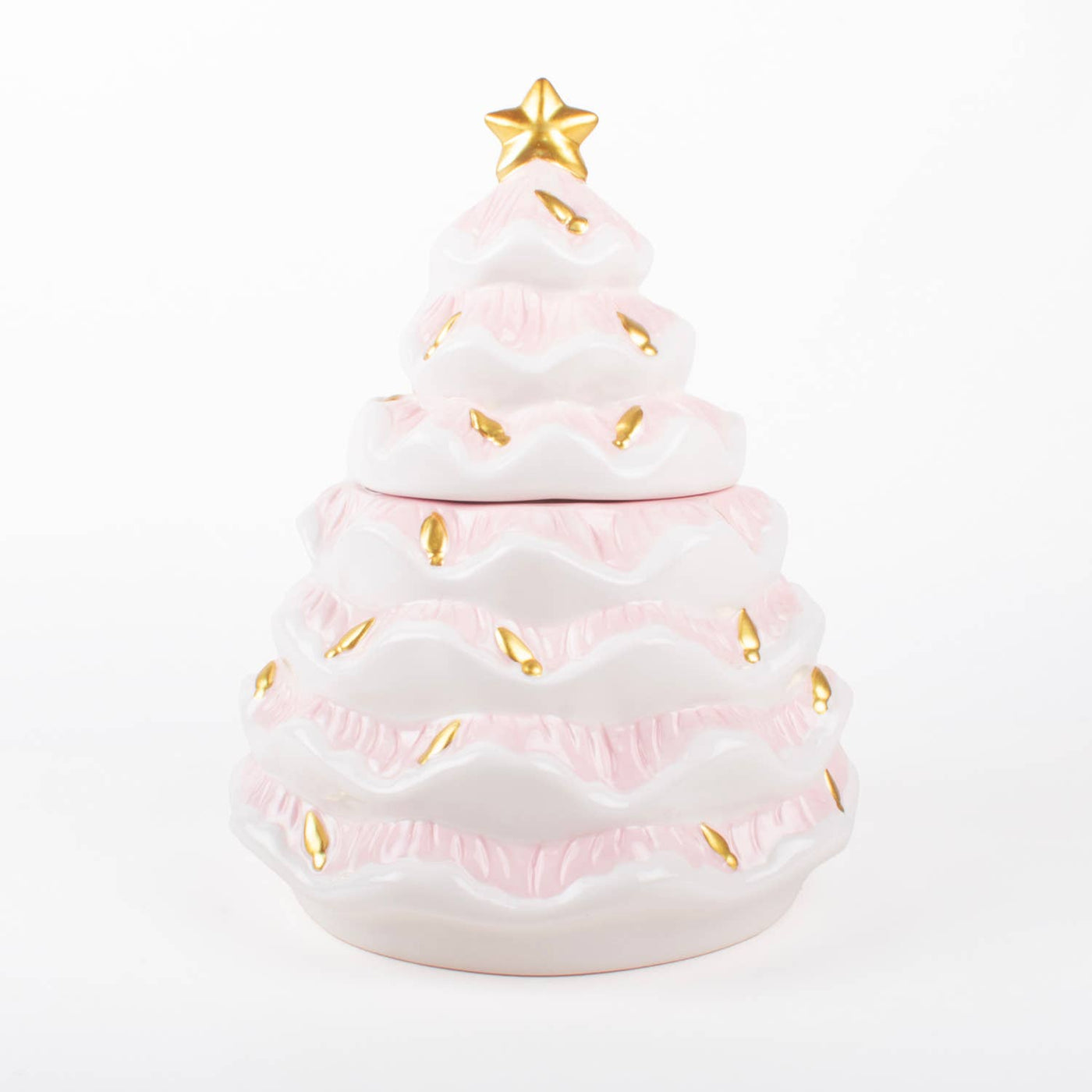 Festive Holiday Pink Tree Cookie Jar