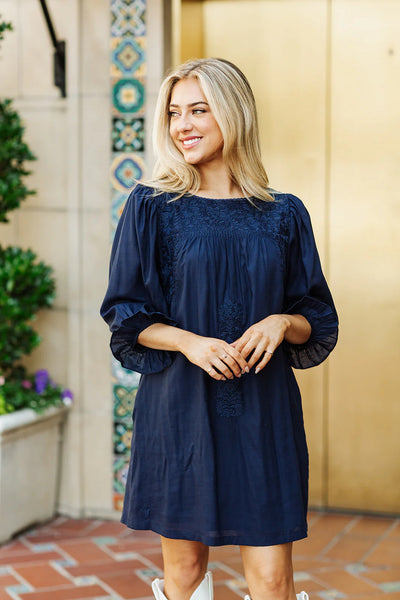 Bonnie Long Sleeve Embroidered Dress