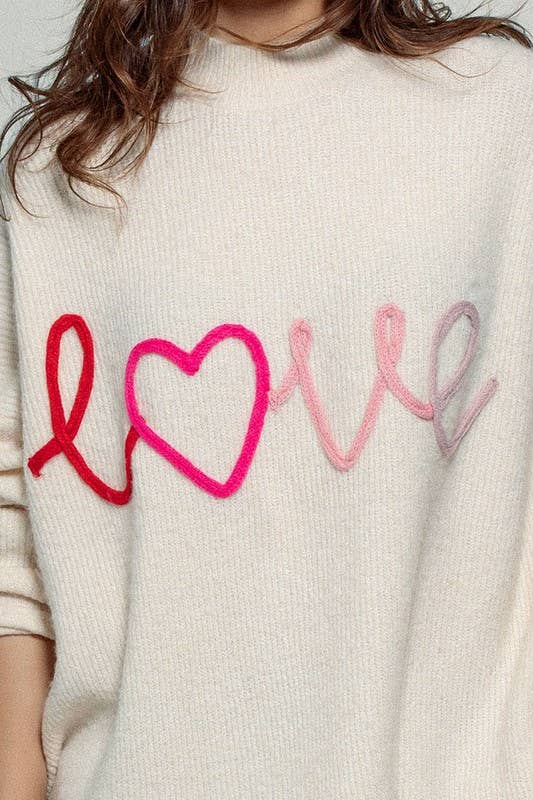 Chrissy Oversized LOVE Embroidered Sweater