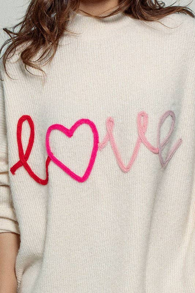 Chrissy Oversized LOVE Embroidered Sweater