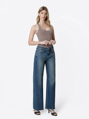 Melody HIGH RISE SIDE SEAMED DARK WIDE LEG JEANS