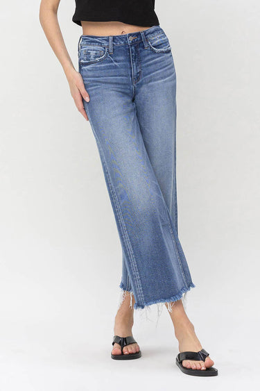 VIVIENNE HIGH RISE CROP WIDE LEG JEANS By Flying Monkey