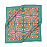 Bold Floral patterned bandana scarf  with orange flowers on a green background