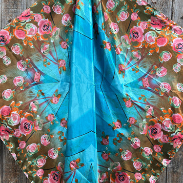 Blue & Pink Roses Wild Rag/Scarf