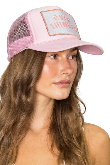 Overthinker Trucker Hat in Soft Pink by Friday Feelin'