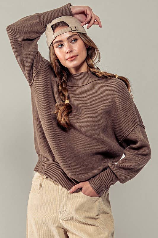 Valley Ribbed Knit Mock Neck Sweater