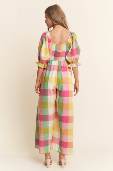 Agnes Plaid Preppy Jumpsuit
