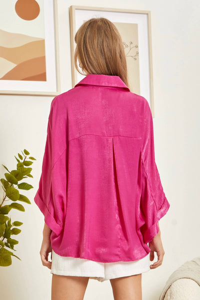 Kylie Oversized Tunic Top-Hot Pink