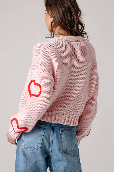 Puffy Heart Crochet Knit Cardigan