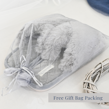 Fluffy Criss Cross Slippers-Gray