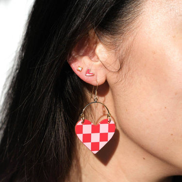 Deirdre  Crimson & Pink Checkmate Lover Earrings