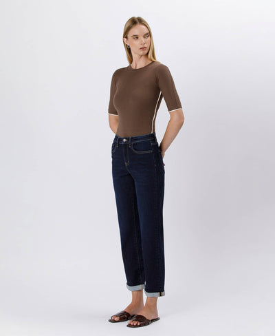 Lola HIGH RISE CUFFED CROP STRAIGHT JEANS