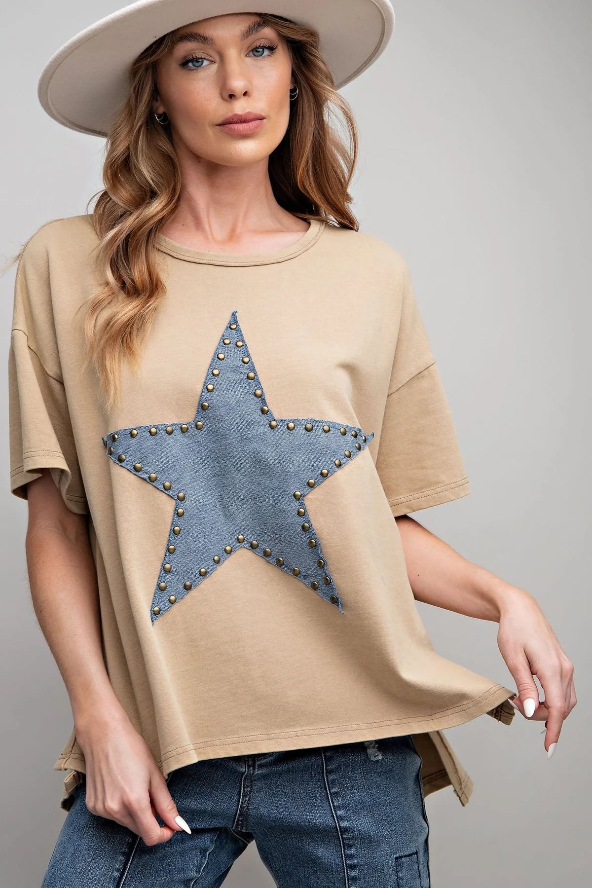 Morgan Star Patch Loose Fit Knit Top