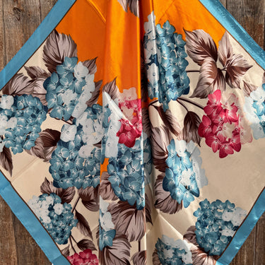 Aqua & Orange Floral Wild Rag/Scarf
