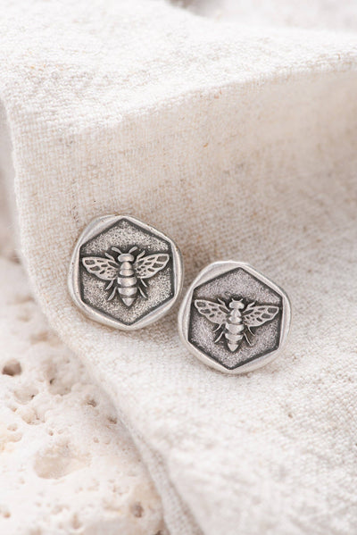 Beekeeper Stud Earrings: Gold