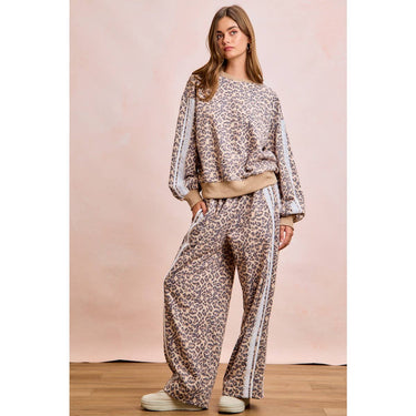 Jeanna Leopard Lace Trim Sweatpants