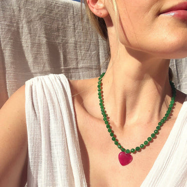 Abel Beaded Heart Drop Necklace