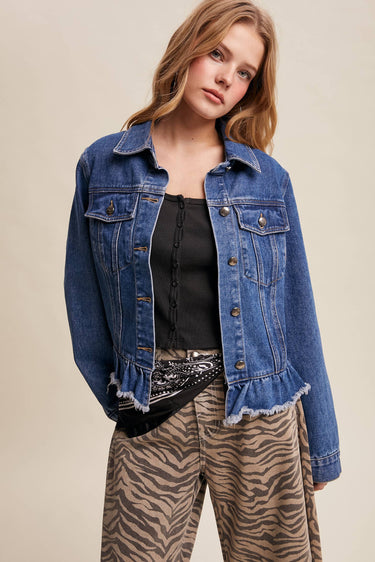 Bernadette Ruffled Hem Denim Jacket