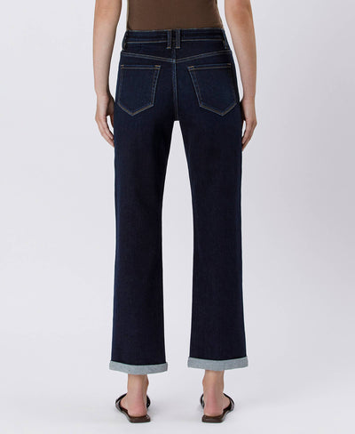 Lola HIGH RISE CUFFED CROP STRAIGHT JEANS