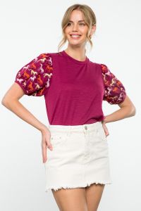 Eleanor Embroidered Horse Sleeve Top