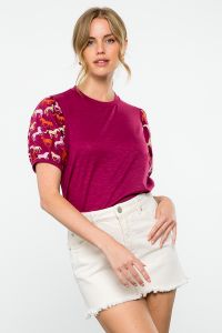 Eleanor Embroidered Horse Sleeve Top