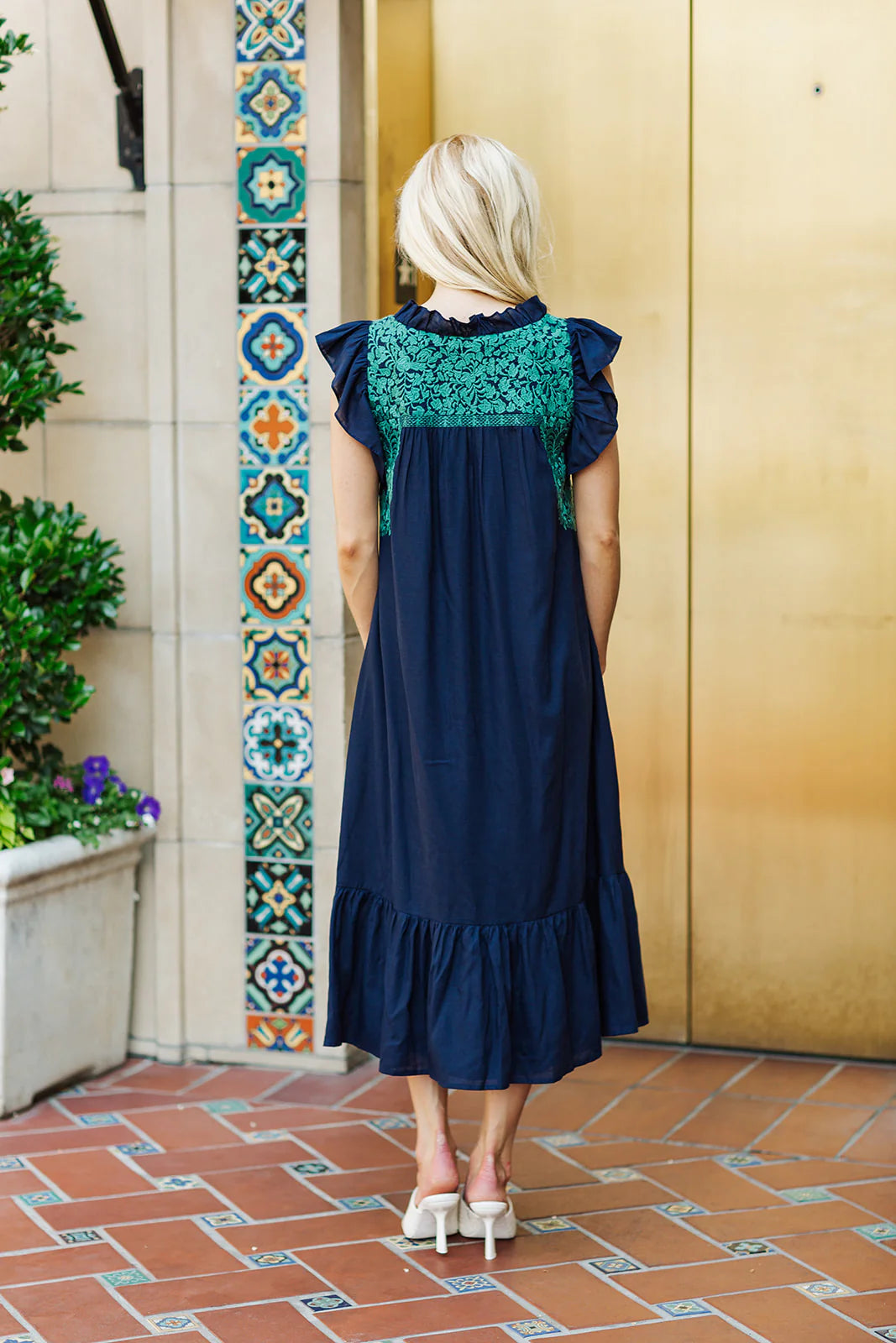 Jewel Midi Embroidered Dress