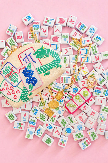 Embroidered Mahjong Clutch