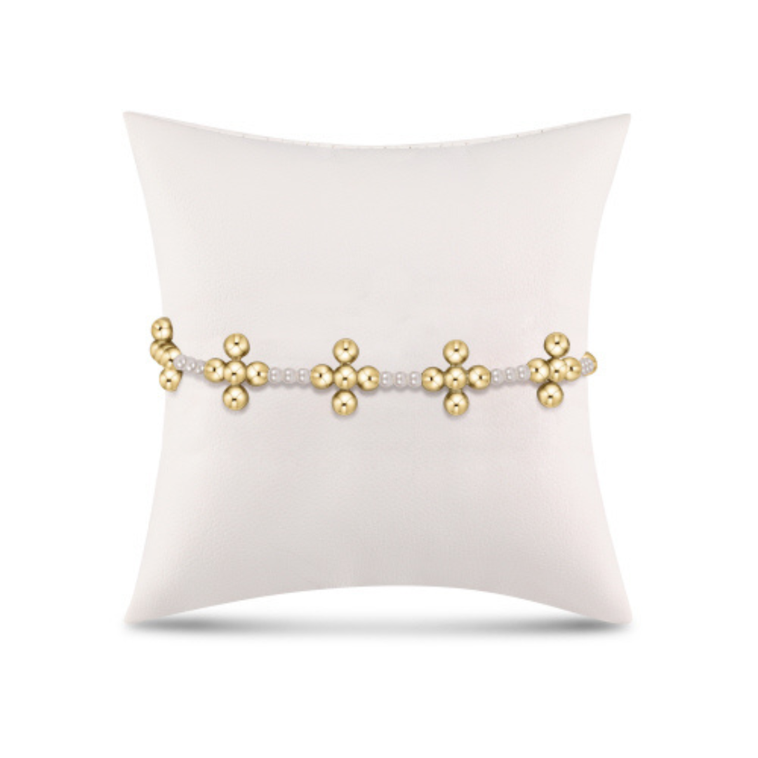 Signature Cross Gold Sincerity Pattern PEARL 3MM  Bead Bracelet CLASSIC BEADED SIGNATURE CROSS 4MM GOLD