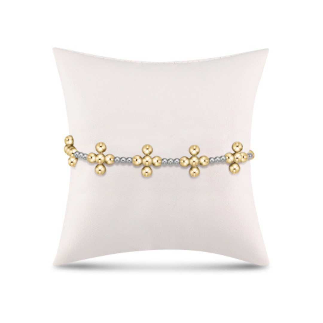 Signature Cross Gold Sincerity Pattern Sterling 2.5mm Bead Bracelet CLASSIC BEADED SIGNATURE CROSS GOLD
