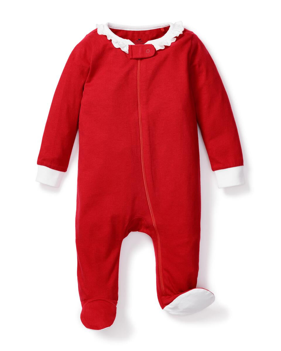 Red with White Ruffled Collar Knit Onesie