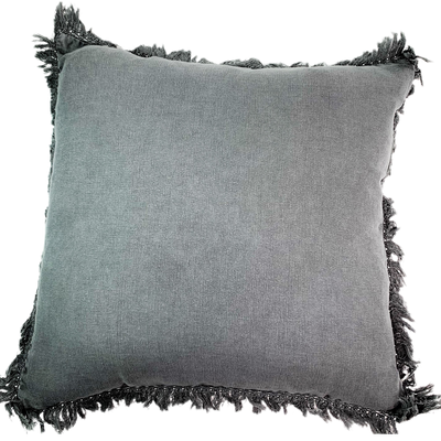 Linen Throw Pillow with Fringe Edge