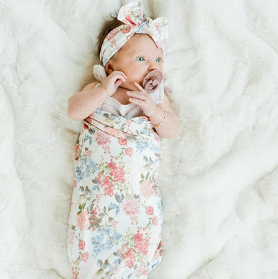 Little Girl's Stretchy Swaddle Blanket & bow