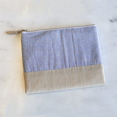 Blue Micro Stripe Cosmetic Bag