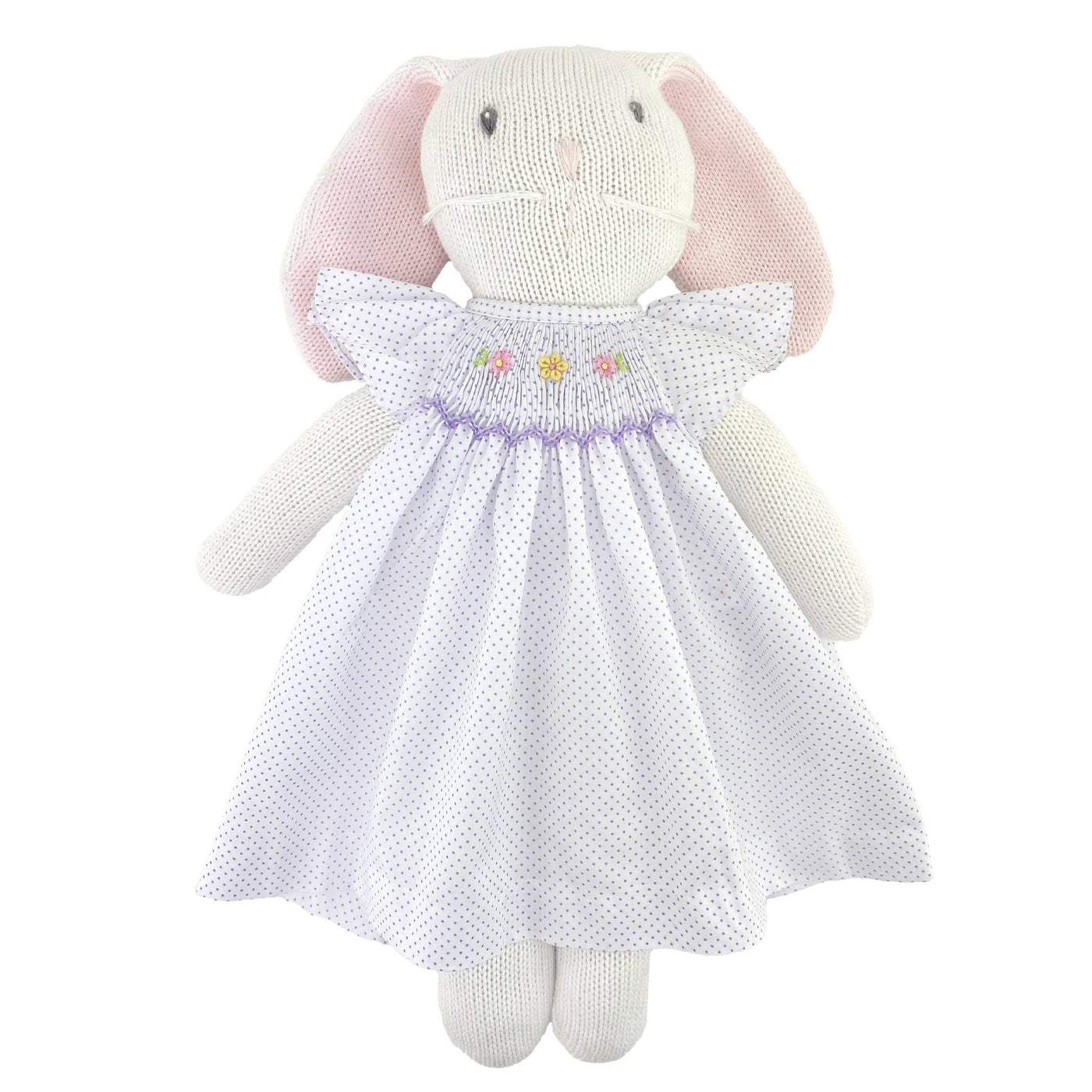 Knit Bunny Doll with Lavender Dot Dress: 14"