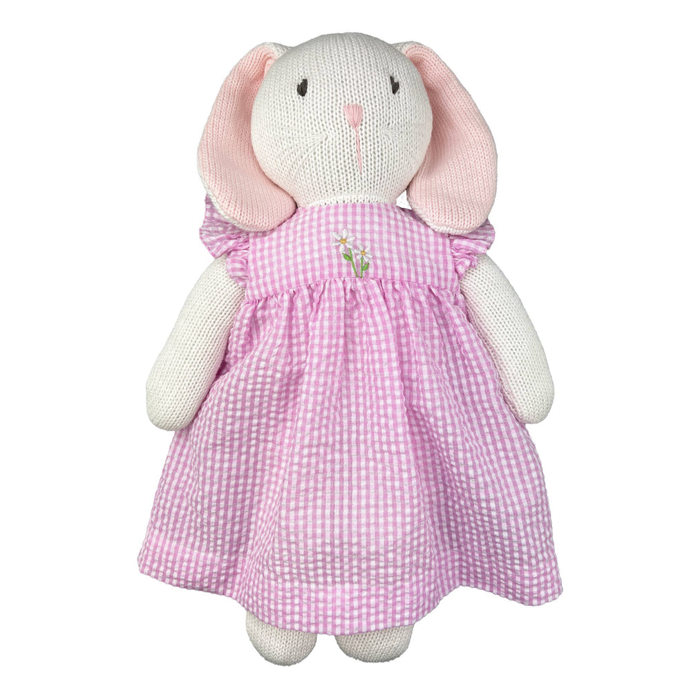 Knit Bunny Doll with Pink Check Dress: 14