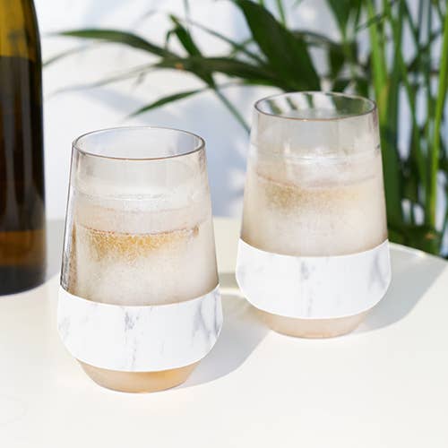 Wine Freeze XL Cooling Cups (Set of 2) in Marble