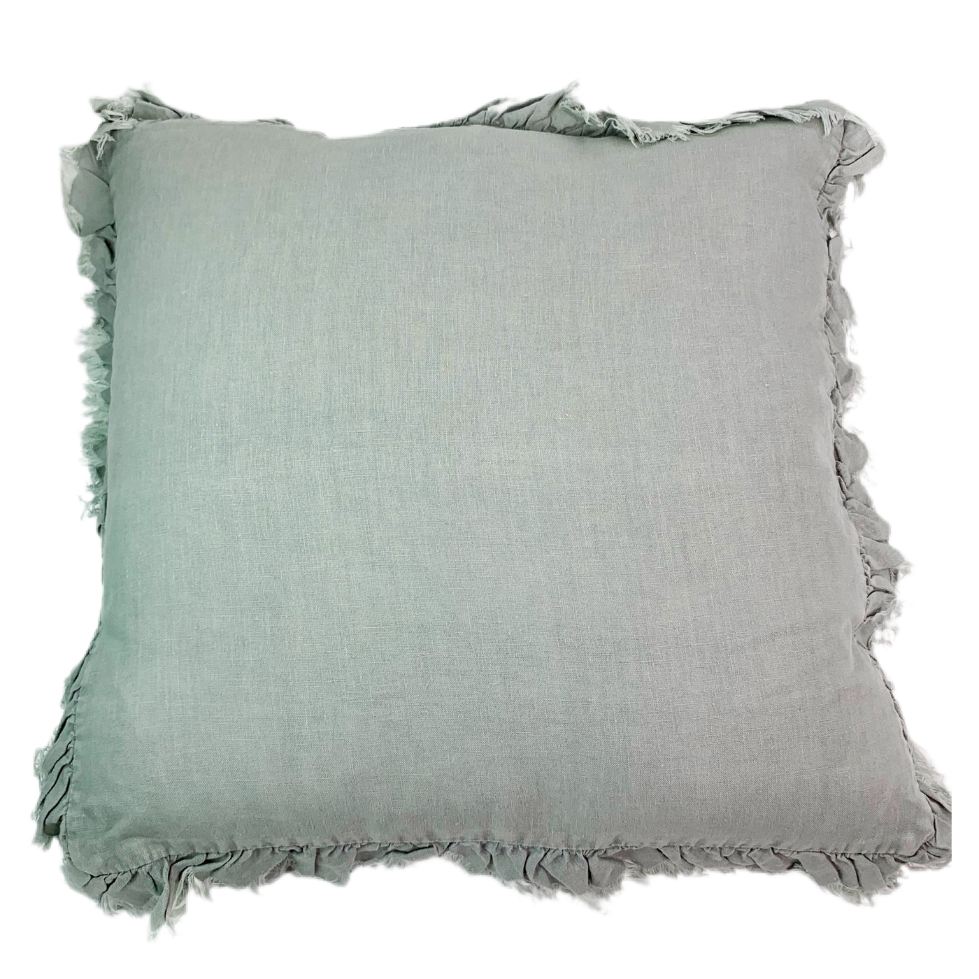 Linen Throw Pillow with Frayed Edge