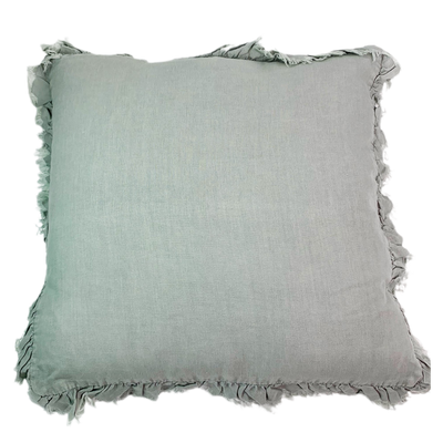 Linen Throw Pillow with Frayed Edge