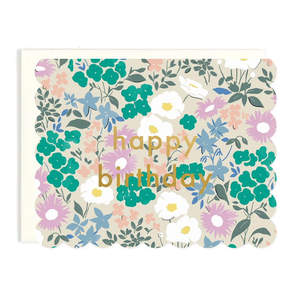 Birthday Scalloped Floral Card